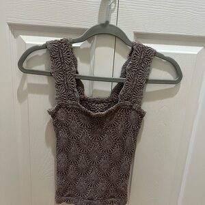 Free People Brown Smocked Fitted Tank Top